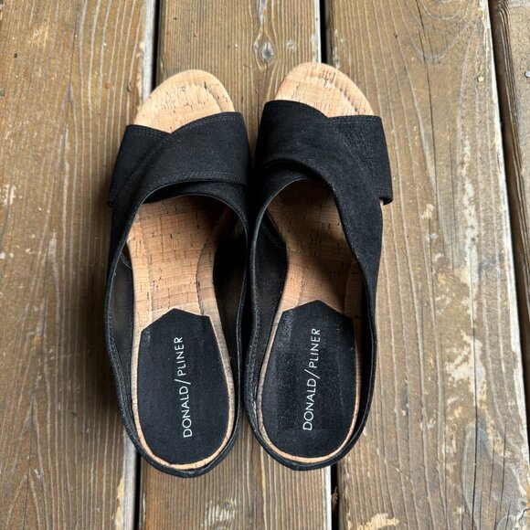 EUC Donald Pliner Black CrissCross Dakota Cork Wedges in Women's 9 - Picture 6 of 11
